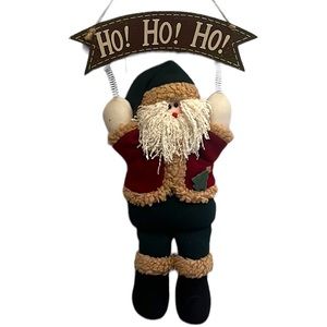 PLUSHY SANTA CLAUSE WITH WOODEN SIGN HANGING DECOR